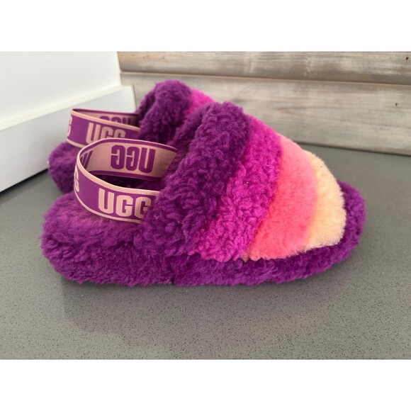 UGG BERRYLICIOUS MULTI FLUFF YEAH SLIDE SHEEPSKIN SLIPPERS Size 6 - Picture 4 of 10